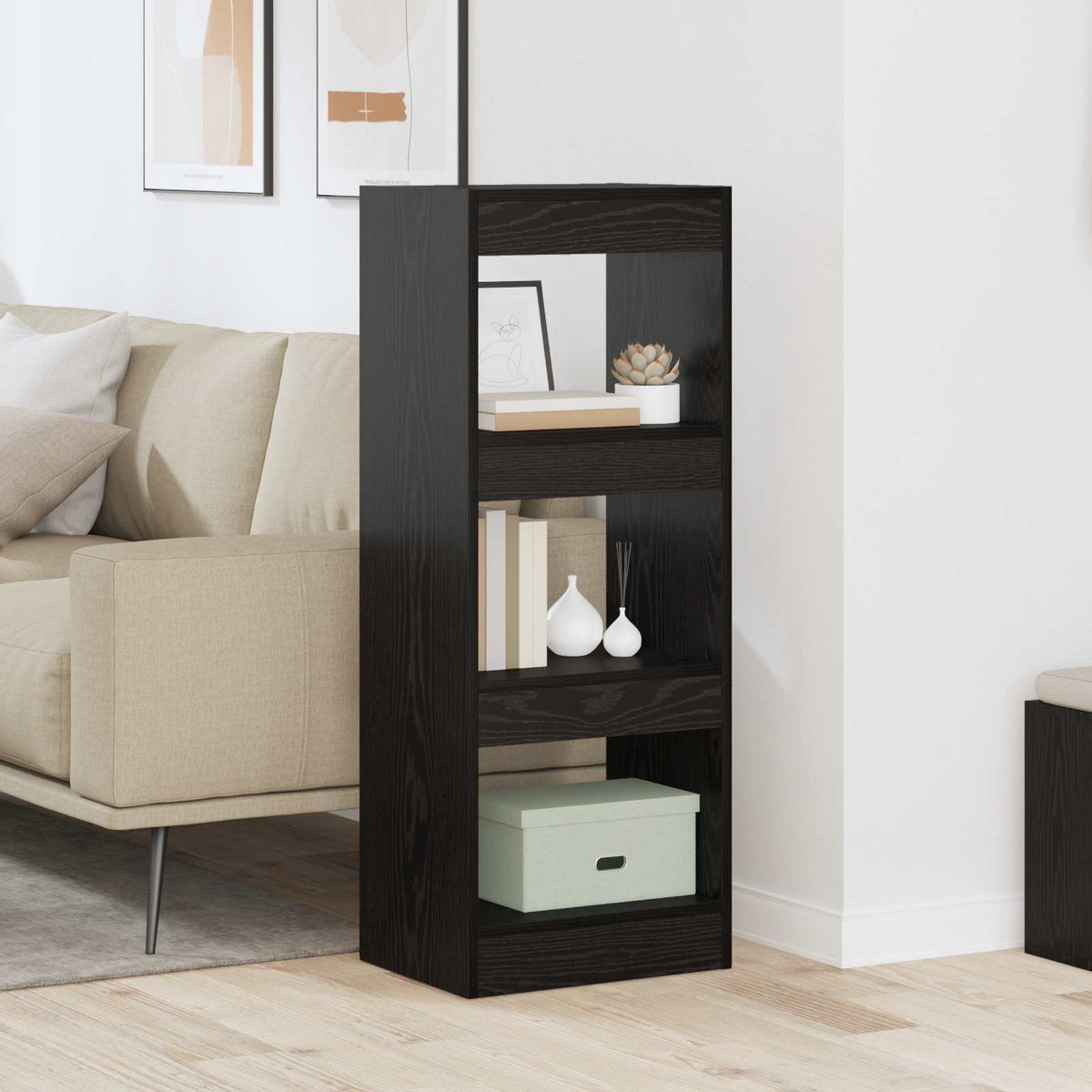 Boekenkast Zwart eiken 37 x 30 x 103 cm Bewerkt hout is nu te koop bij PeponiXL, paradijselijk wonen!