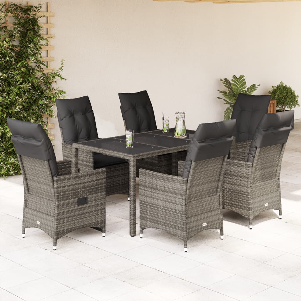 7-delige Tuinset met kussens poly rattan grijs is nu te koop bij PeponiXL, paradijselijk wonen!