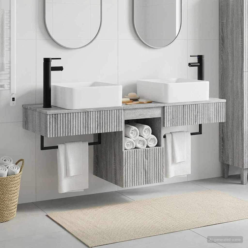 Badkamerkastenset 3 st Grijs Sonoma 53 x 35 x 39 cm is nu te koop bij PeponiXL, paradijselijk wonen!