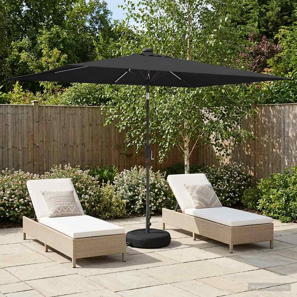 Tuinparasol met LED-lampen en voet 200 x 300 cm Polyester is nu te koop bij PeponiXL, paradijselijk wonen!