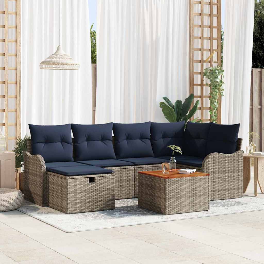Tuinbankenset 7 st Grijs poly rattan is nu te koop bij PeponiXL, paradijselijk wonen!