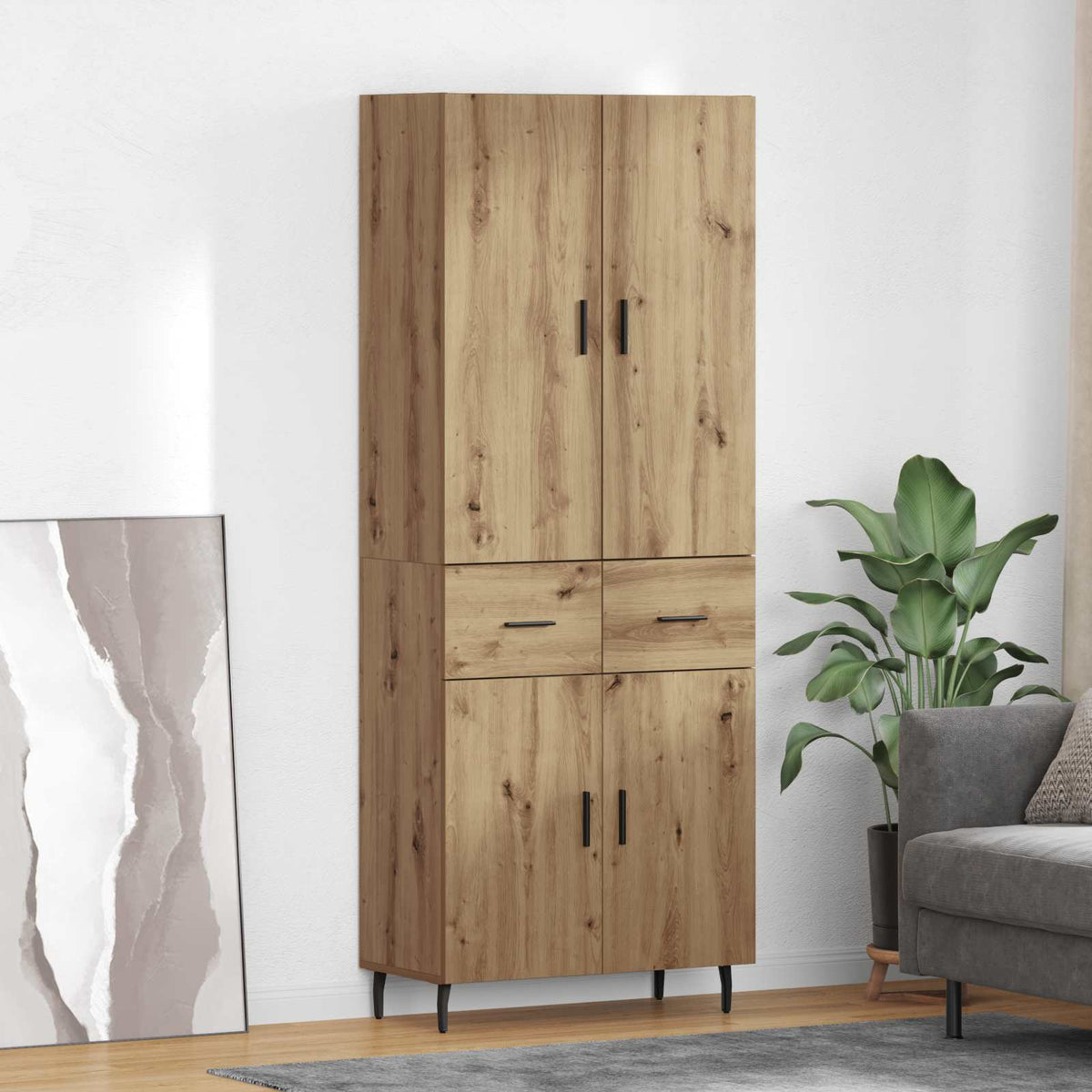 Hoge kast 2 pcs Artisan Eiken 69,5 x 34 x 180 cm Bewerkt hout is nu te koop bij PeponiXL, paradijselijk wonen!