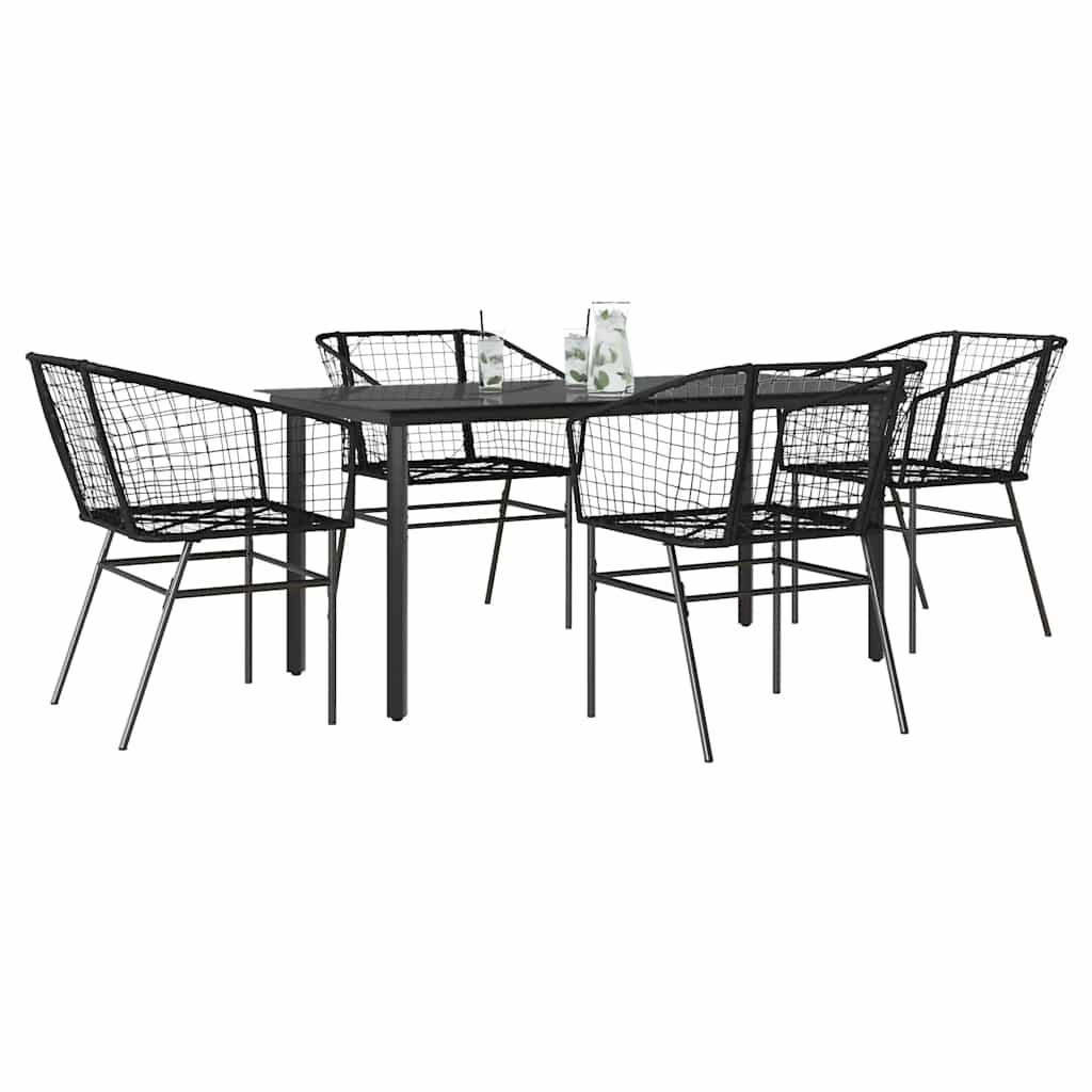 5-delige Tuinset poly rattan glas zwart is nu te koop bij PeponiXL, paradijselijk wonen!