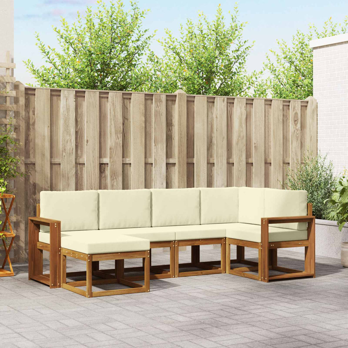 Buiten bankenset met kussen 6 pcs Natuurlijk en Crème is nu te koop bij PeponiXL, paradijselijk wonen!