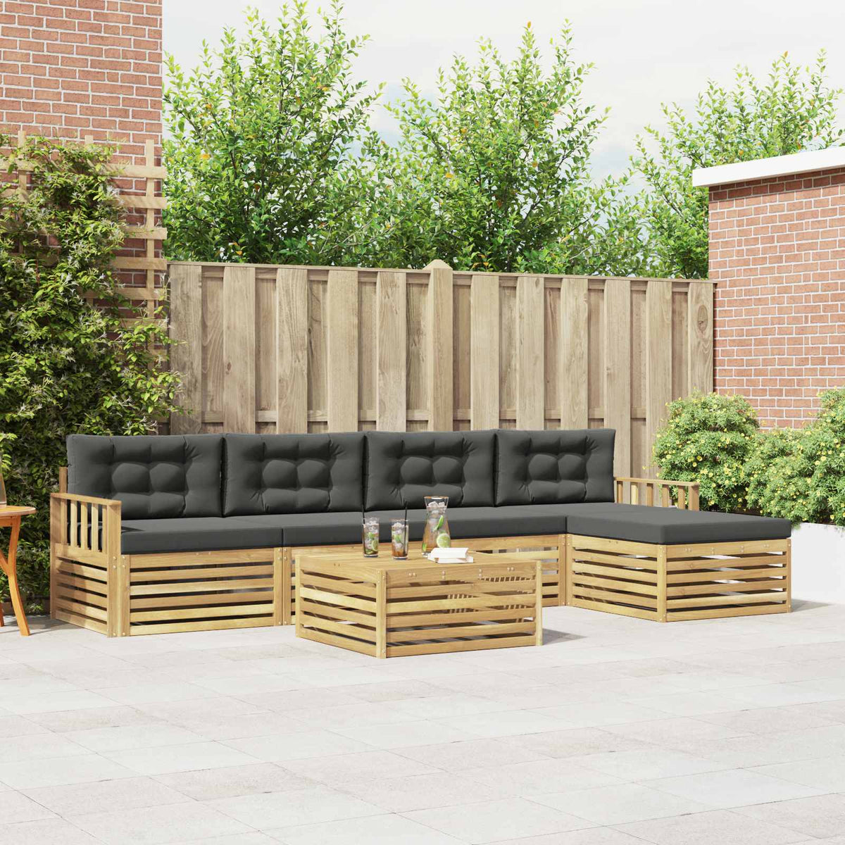 Buiten bankenset 7 pcs Wit en antracietkleurig Polyester is nu te koop bij PeponiXL, paradijselijk wonen!