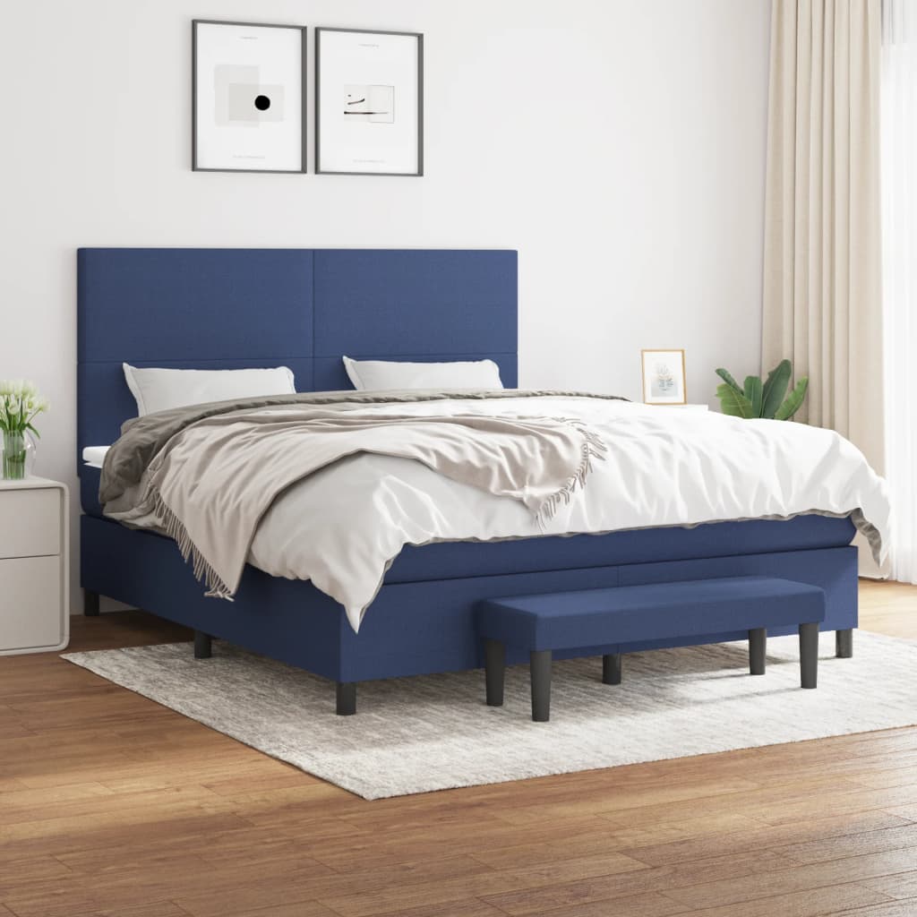 Boxspring met matras stof blauw 160x200 cm is nu te koop bij PeponiXL, paradijselijk wonen!