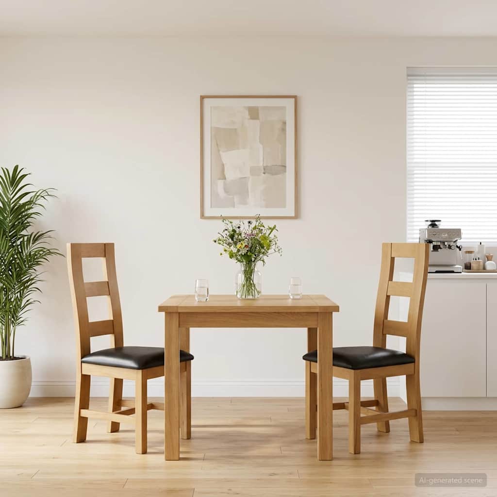 Eetkamerstoel 2 pcs Massief Eikenhout Zwart 45 x 51 x 105 cm is nu te koop bij PeponiXL, paradijselijk wonen!