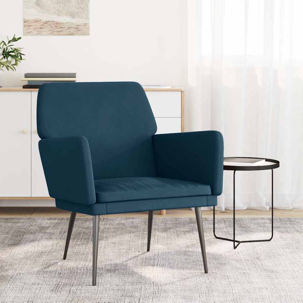 Fauteuil 62x79x79 cm fluweel blauw is nu te koop bij PeponiXL, paradijselijk wonen!
