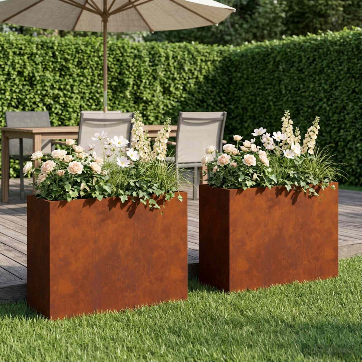 Plantenbak 2 st Roestkleurig 50 x 20 x 40 cm weervast staal is nu te koop bij PeponiXL, paradijselijk wonen!