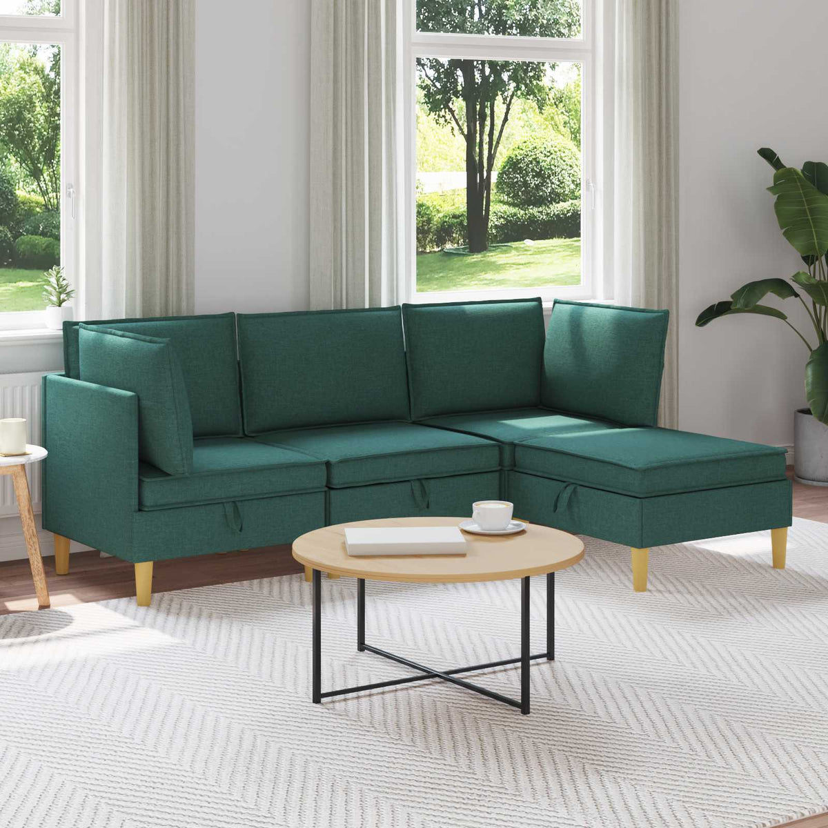 Woonkamer Meubelset met kussen 4 pcs Donkergroen Stof is nu te koop bij PeponiXL, paradijselijk wonen!