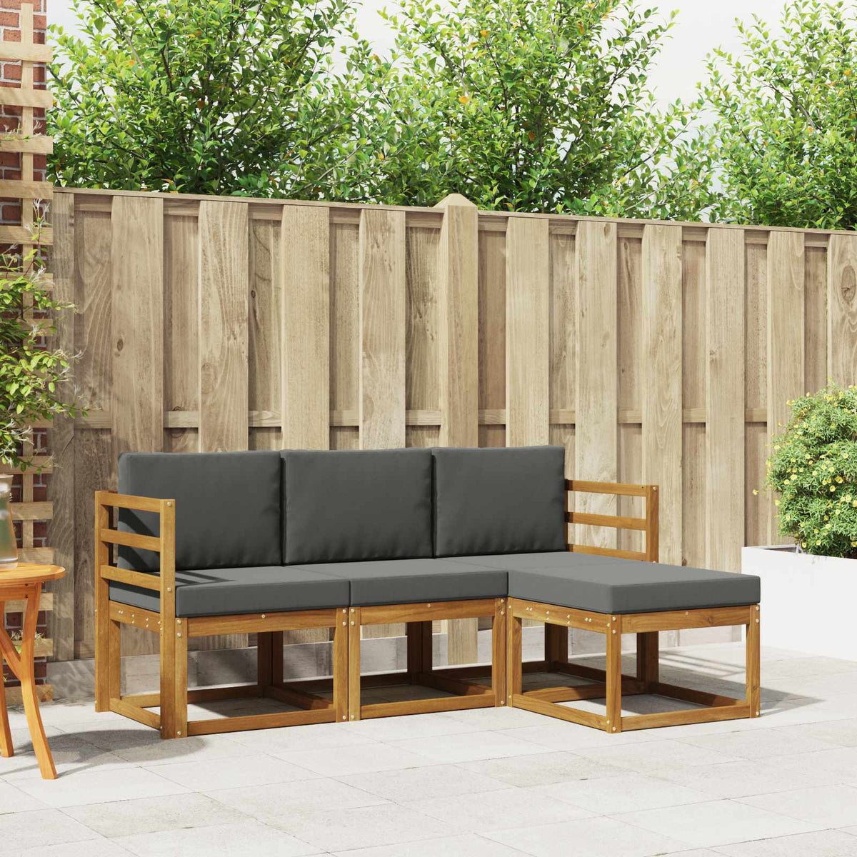 Buiten bankenset met kussen 4 pcs Natuurlijk en Antraciet is nu te koop bij PeponiXL, paradijselijk wonen!