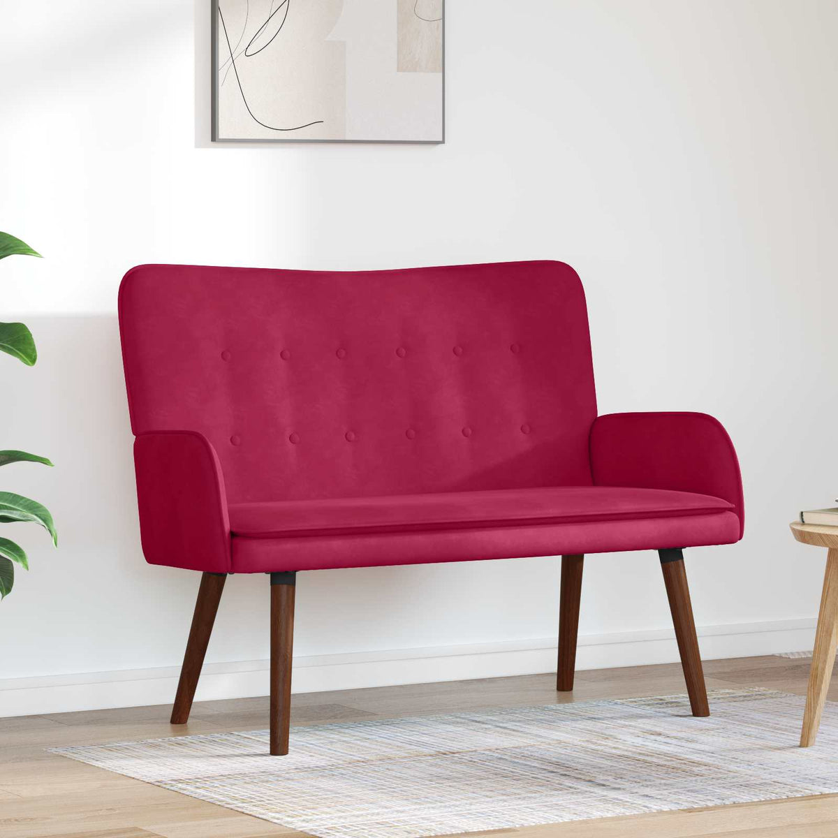 Twee Persoons Sofa Wijnrood 115 x 61 x 87 cm Fluweel is nu te koop bij PeponiXL, paradijselijk wonen!