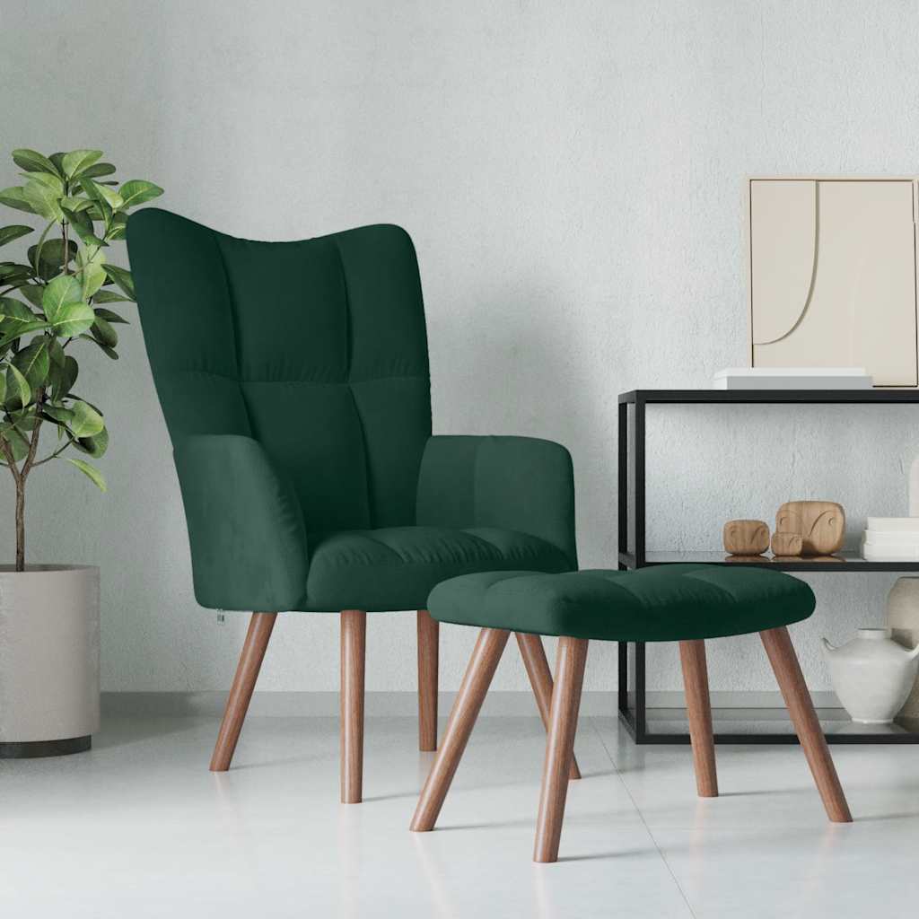 Relaxstoel met voetenbank fluweel donkergroen is nu te koop bij PeponiXL, paradijselijk wonen!