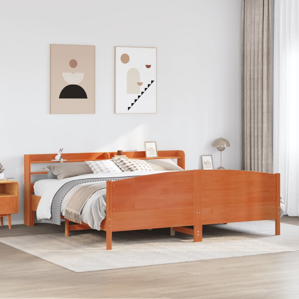 Bedframe zonder matras massief grenenhout wasbruin 180x200 cm is nu te koop bij PeponiXL, paradijselijk wonen!