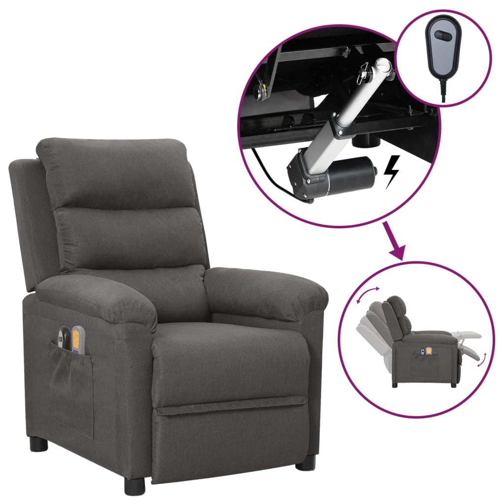 Massagestoel elektrisch stof donkergrijs is nu te koop bij PeponiXL, paradijselijk wonen!
