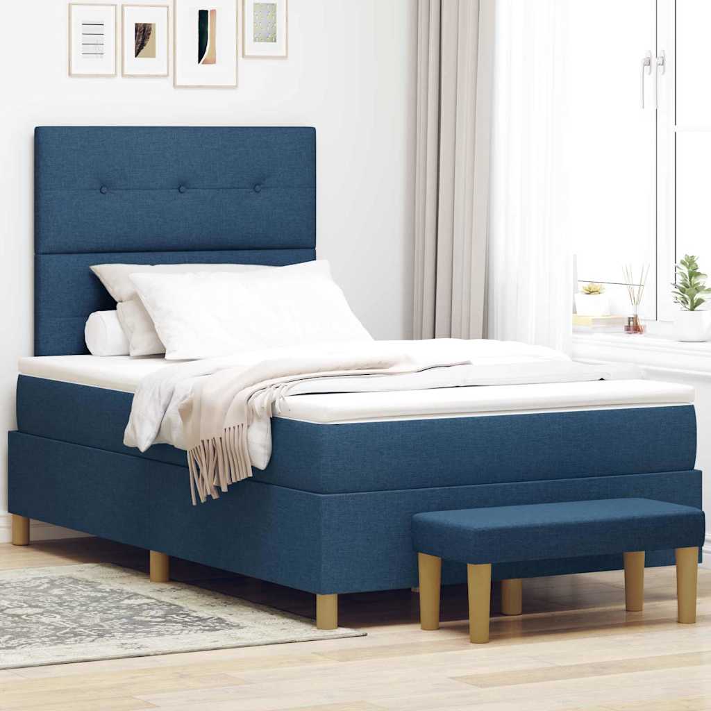 Boxspring bed met hoofdeinde Blauw 200 x 120 cm Stof is nu te koop bij PeponiXL, paradijselijk wonen!