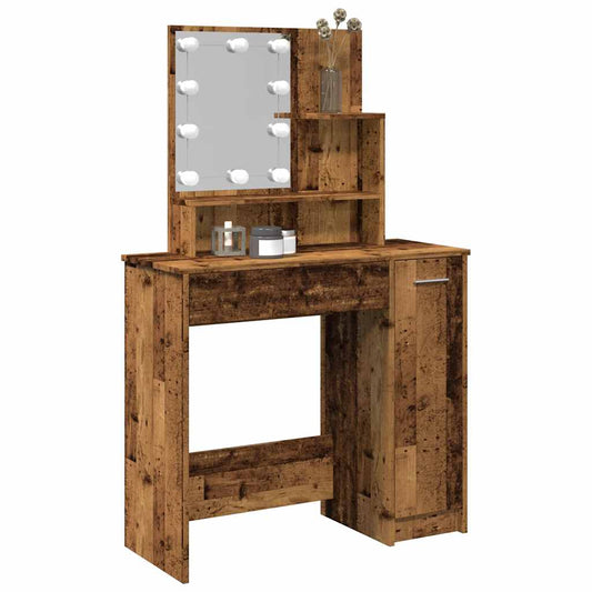 Kaptafel met LED-verlichting 86,5x35x136 cm oud houtkleurig is nu te koop bij PeponiXL, paradijselijk wonen!