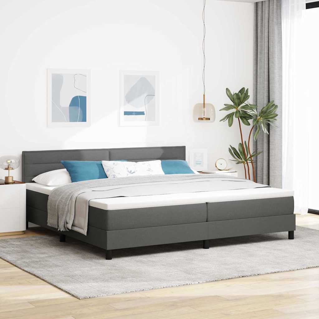 Boxspring bed met matras met LED Donkergrijs 200 x 200 cm Stof is nu te koop bij PeponiXL, paradijselijk wonen!
