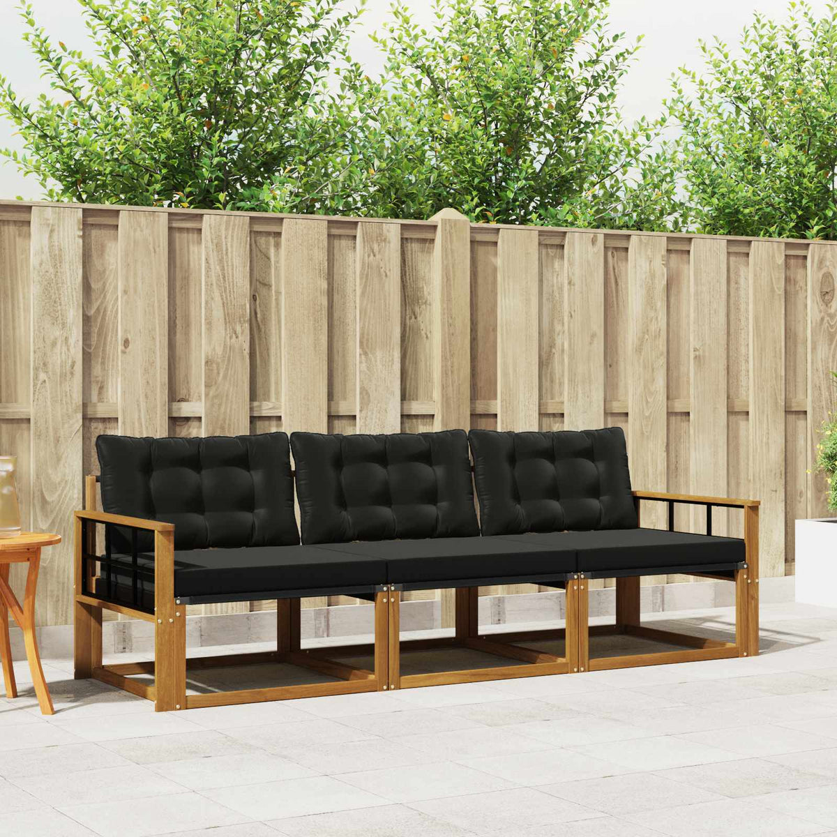 Buiten bankenset met kussen 3 pcs Natuurlijk en Zwart is nu te koop bij PeponiXL, paradijselijk wonen!