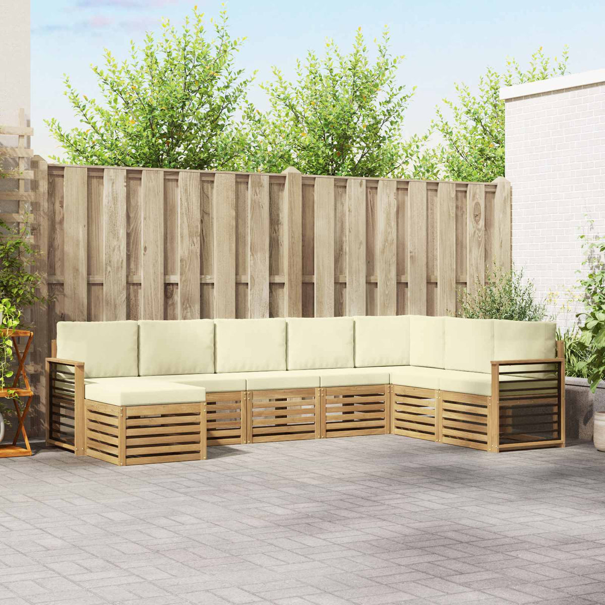 Buiten bankenset 8 pcs Wit en crèmekleurig 306 x 187,5 x 73 cm is nu te koop bij PeponiXL, paradijselijk wonen!