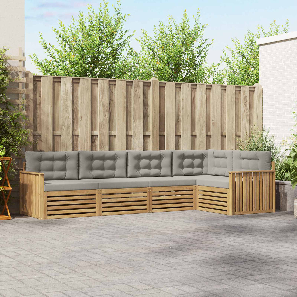 Buiten bankenset 5 pcs Wit en Lichtgrijs 327 x 168,5 x 73 cm is nu te koop bij PeponiXL, paradijselijk wonen!