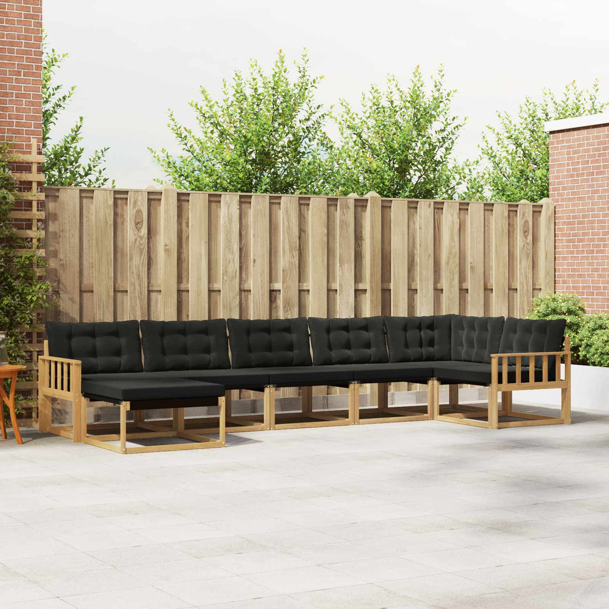 Buiten bankenset met kussen 7 pcs Wit en zwart is nu te koop bij PeponiXL, paradijselijk wonen!
