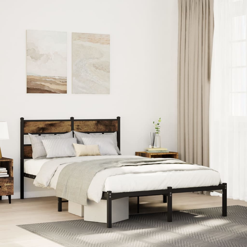 Bedframe zonder matras metaal gerookt eikenkleurig 120x190 cm is nu te koop bij PeponiXL, paradijselijk wonen!