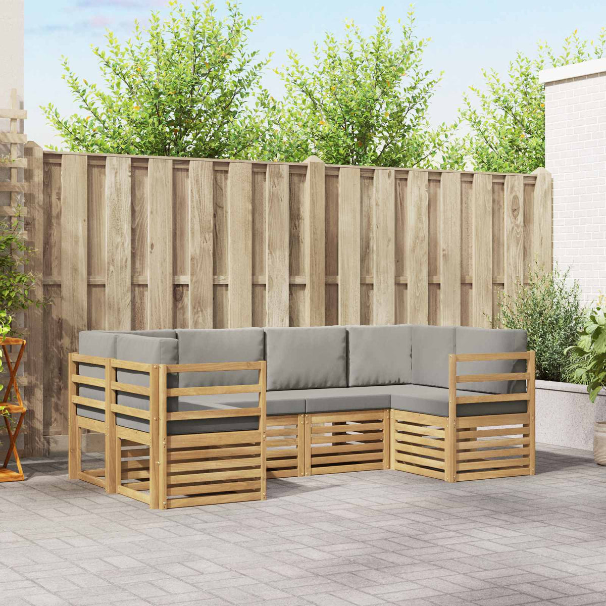 Hoekbank Set 6 pcs Wit en Lichtgrijs 245 x 126,5 x 73 cm is nu te koop bij PeponiXL, paradijselijk wonen!