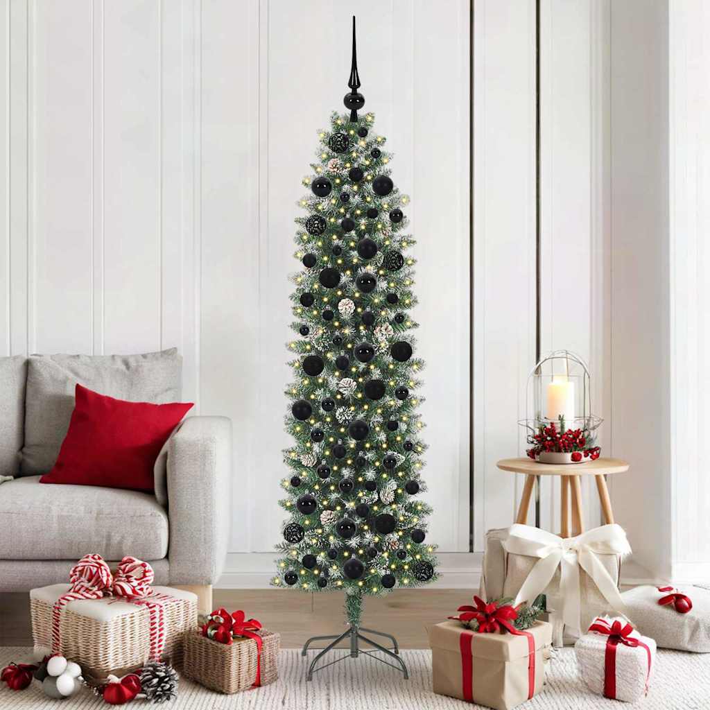 Kunstmatige slanke kerstboom met 300 LED Groen en Wit 180 cm is nu te koop bij PeponiXL, paradijselijk wonen!