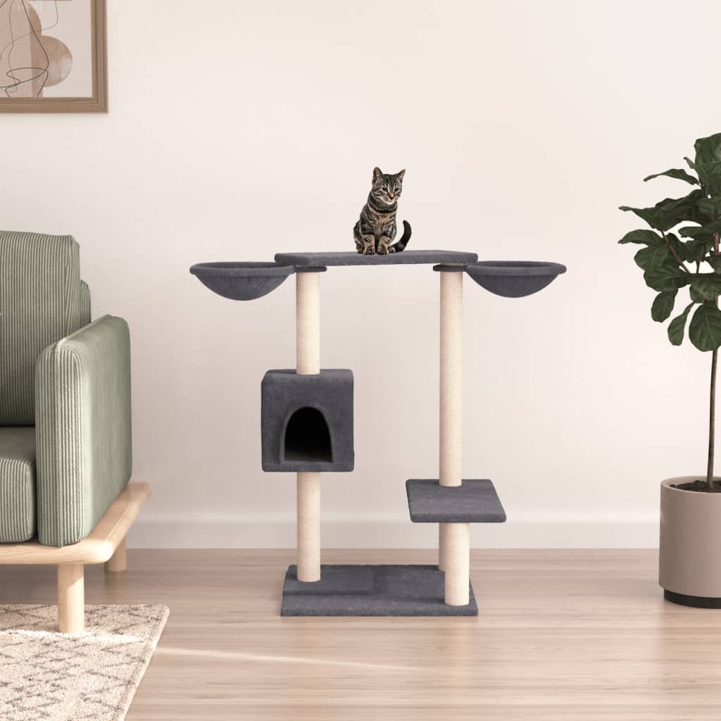 Kattenmeubel met krabpalen 82 cm donkergrijs is nu te koop bij PeponiXL, paradijselijk wonen!
