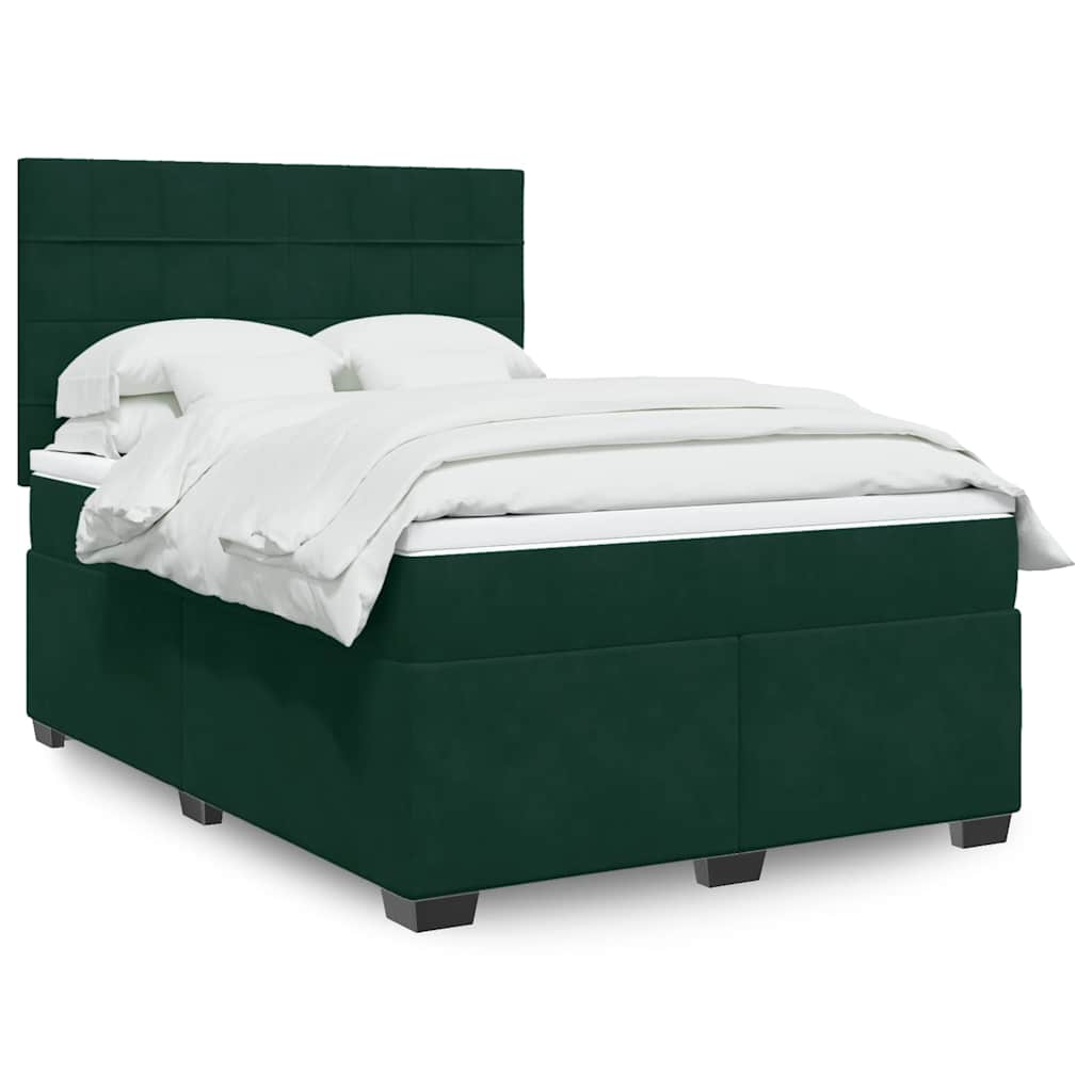 Boxspring met matras fluweel donkergroen 140x190 cm is nu te koop bij PeponiXL, paradijselijk wonen!