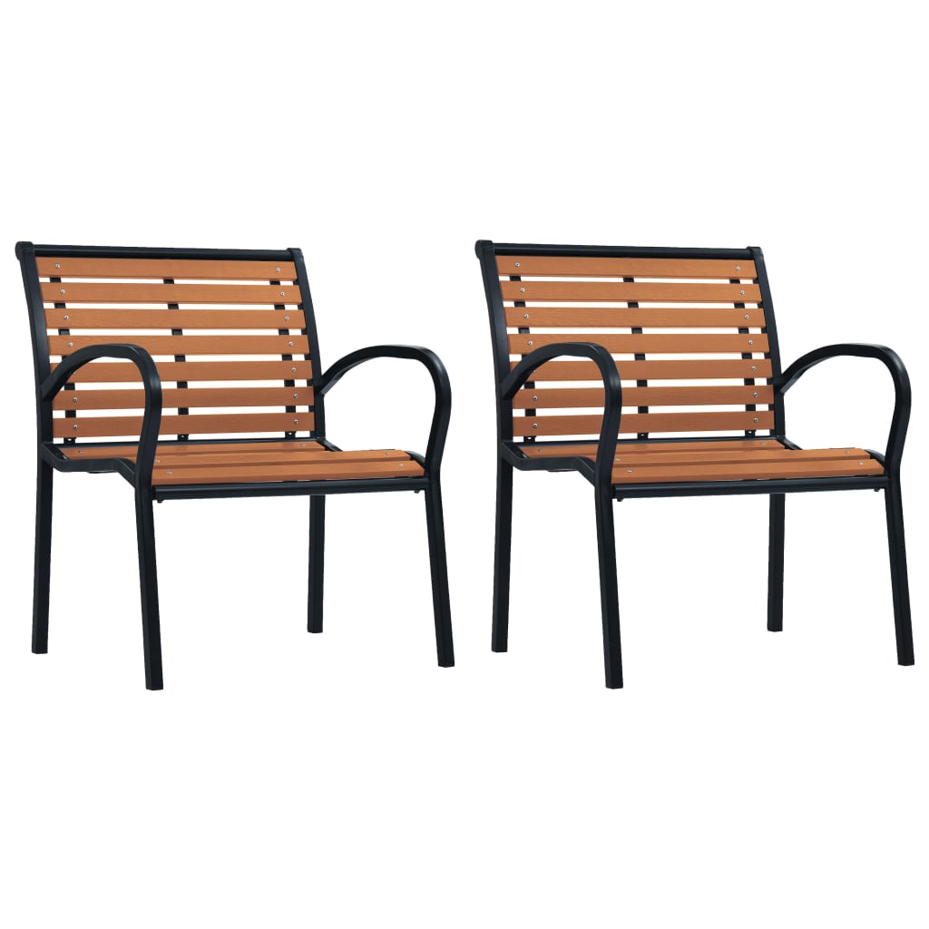Tuinstoelen 2 st staal en HKC zwart en bruin is nu te koop bij PeponiXL, paradijselijk wonen!
