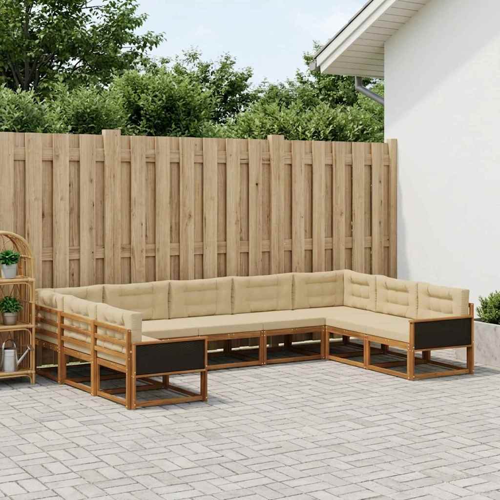 Buiten bankenset met kussen 9 pcs Natuurlijk en Beige is nu te koop bij PeponiXL, paradijselijk wonen!