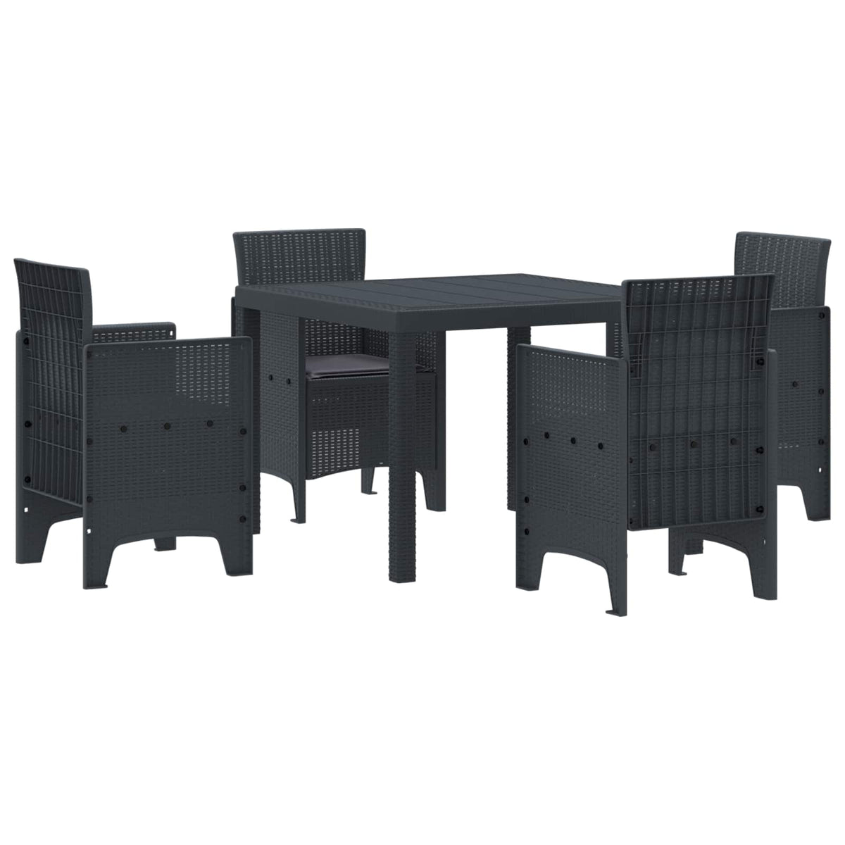 Tuin Eetset 5 pcs Antraciet Polypropyleen is nu te koop bij PeponiXL, paradijselijk wonen!