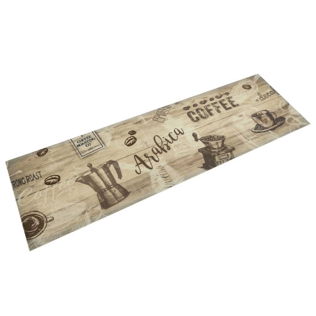 Keukenmat wasbaar koffieprint 45x150 cm fluweel bruin is nu te koop bij PeponiXL, paradijselijk wonen!