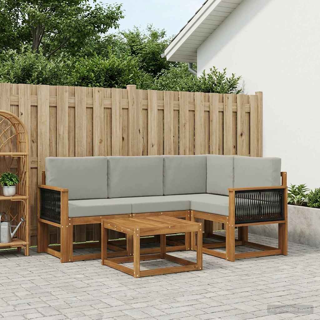 Buiten bankenset 5 pcs Naturel en lichtgrijs Polyester is nu te koop bij PeponiXL, paradijselijk wonen!