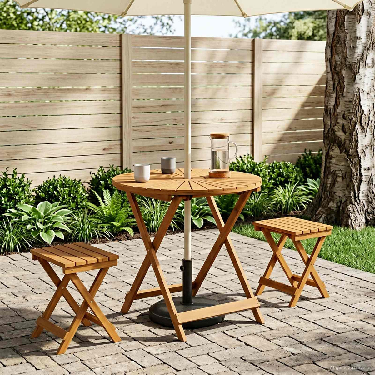 Vouw Tuin Tafel Naturel Ø70 x 75 cm Massief Acaciahout is nu te koop bij PeponiXL, paradijselijk wonen!