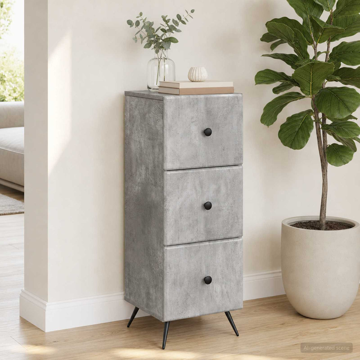 Ladenkast Betongrijs 33 x 34,5 x 90 cm Bewerkt hout is nu te koop bij PeponiXL, paradijselijk wonen!