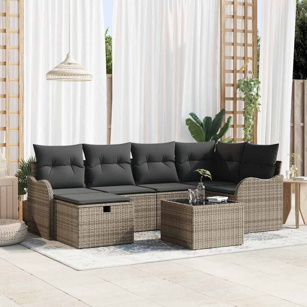 Tuin Sofa Set 7 st Poly riet is nu te koop bij PeponiXL, paradijselijk wonen!