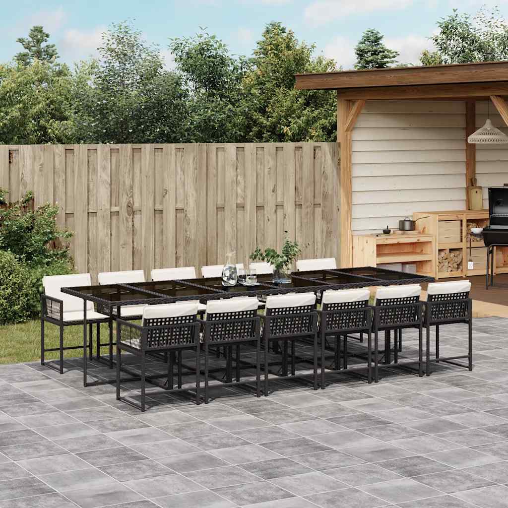 13-delige Tuinset met kussens poly rattan zwart is nu te koop bij PeponiXL, paradijselijk wonen!