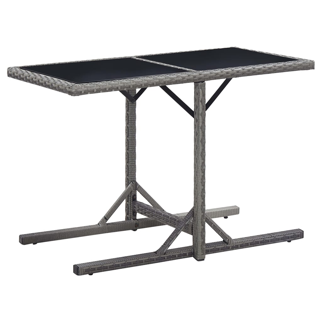 Tuintafel 110x53x72 cm glas en poly rattan antraciet is nu te koop bij PeponiXL, paradijselijk wonen!