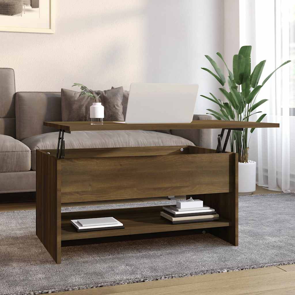 Salontafel 80x50x40 cm bewerkt hout bruin eikenkleur is nu te koop bij PeponiXL, paradijselijk wonen!