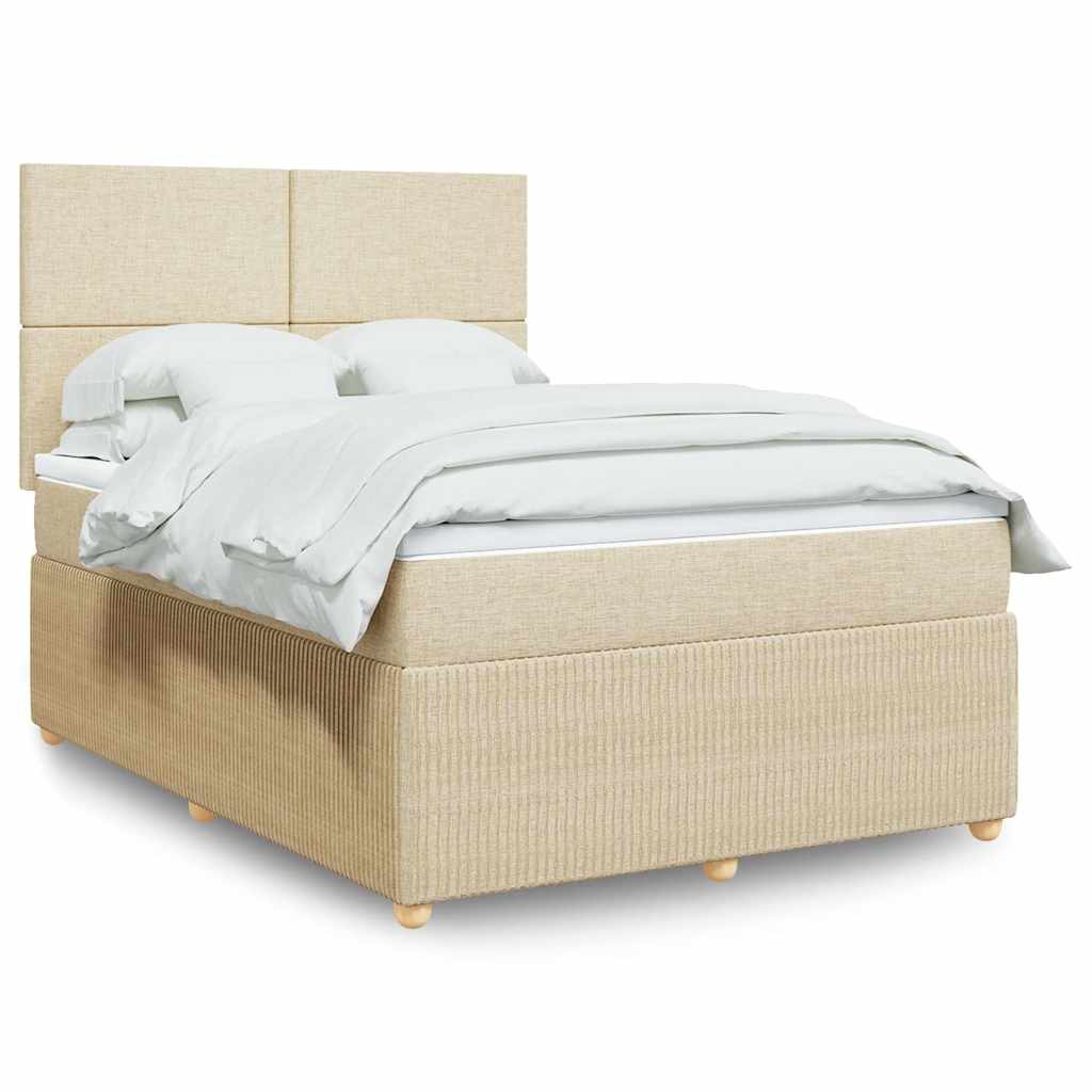 Boxspring met matras stof crèmekleurig 160x200 cm is nu te koop bij PeponiXL, paradijselijk wonen!