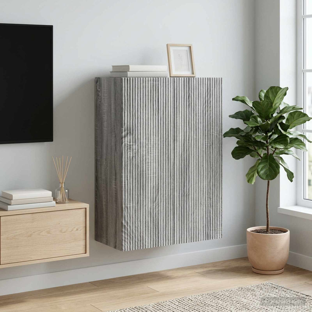 Wandkast Grijs Sonoma 66 x 34,5 x 90 cm Bewerkt hout is nu te koop bij PeponiXL, paradijselijk wonen!
