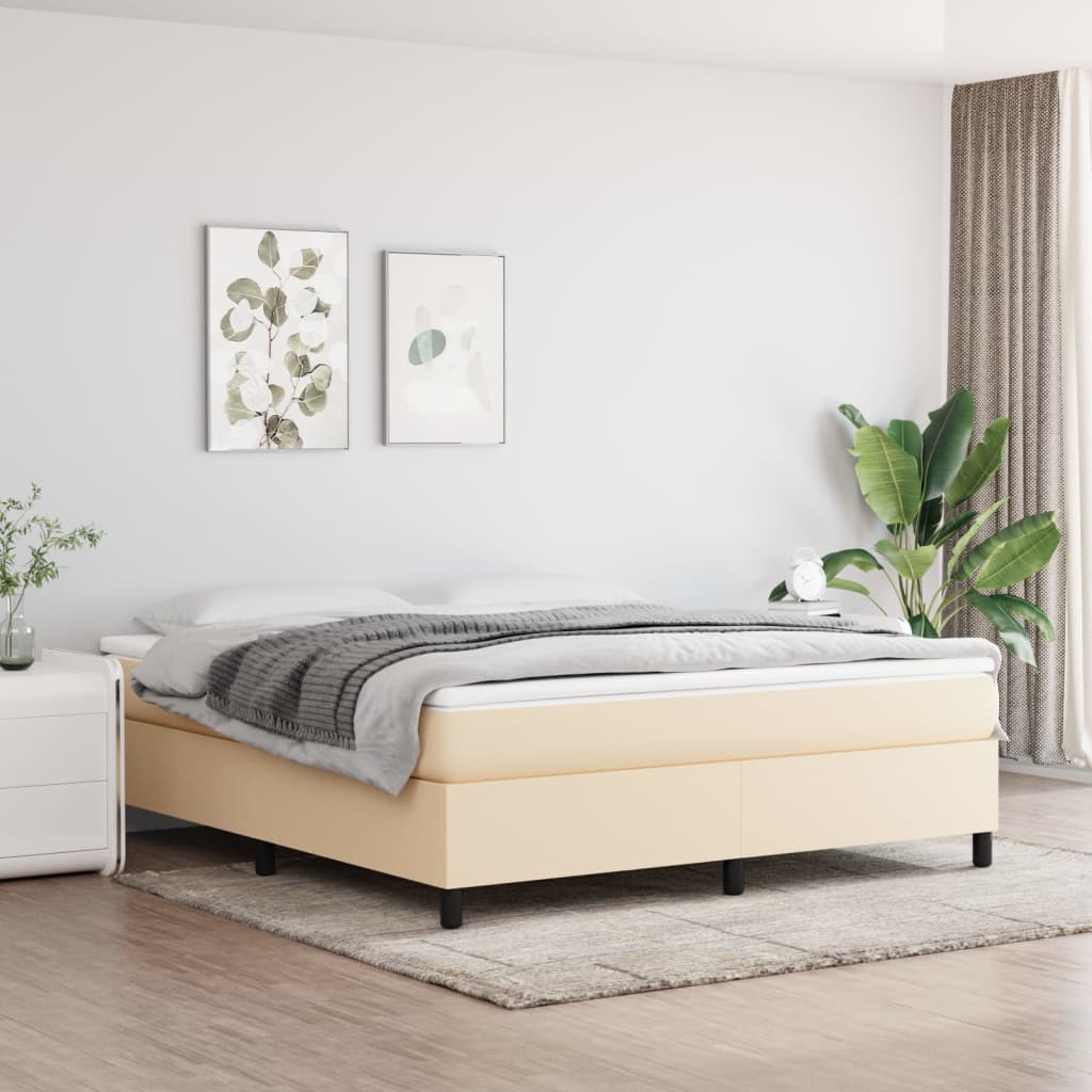 Boxspring met matras stof crèmekleurig 180x200 cm is nu te koop bij PeponiXL, paradijselijk wonen!