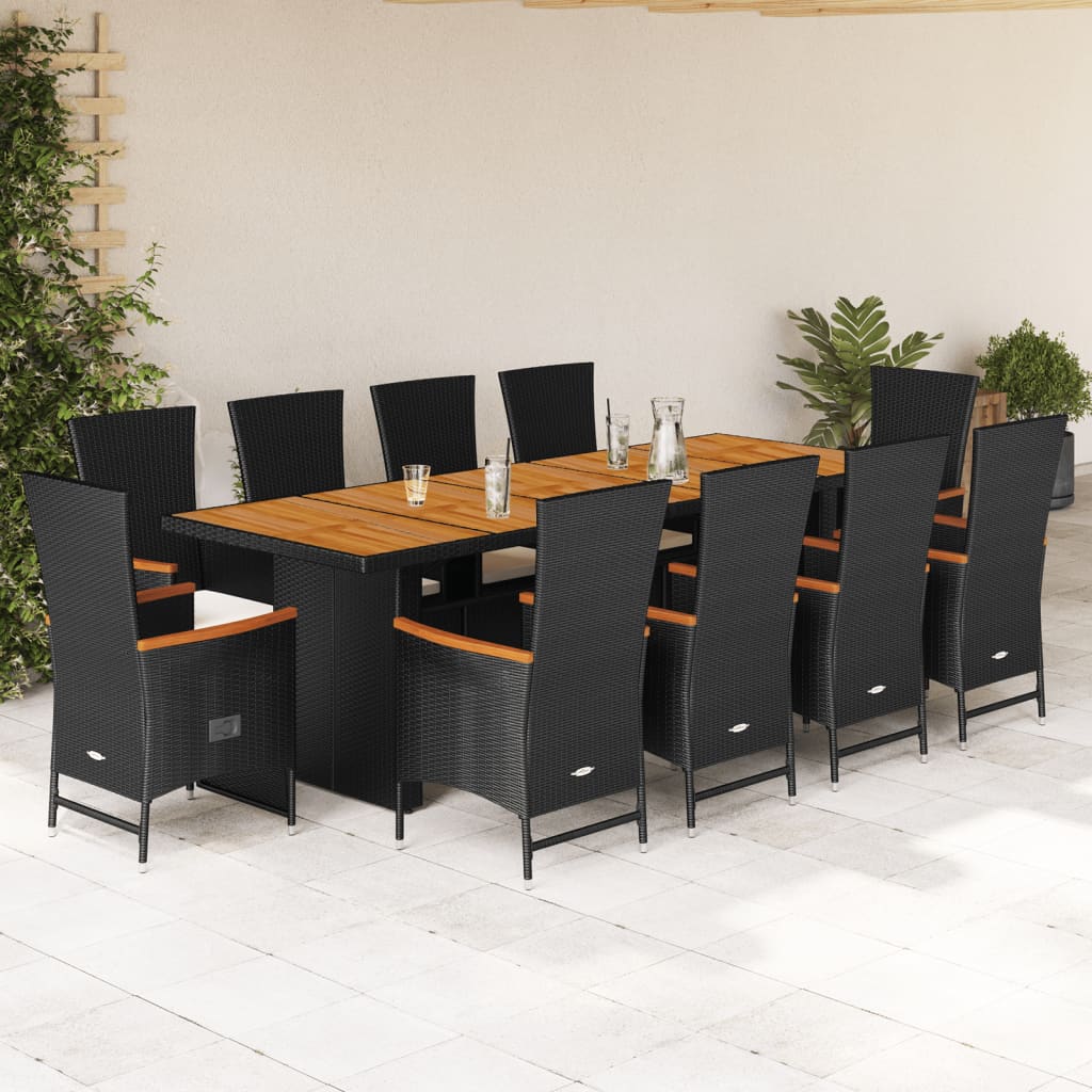 11-delige Tuinset met kussens poly rattan zwart is nu te koop bij PeponiXL, paradijselijk wonen!