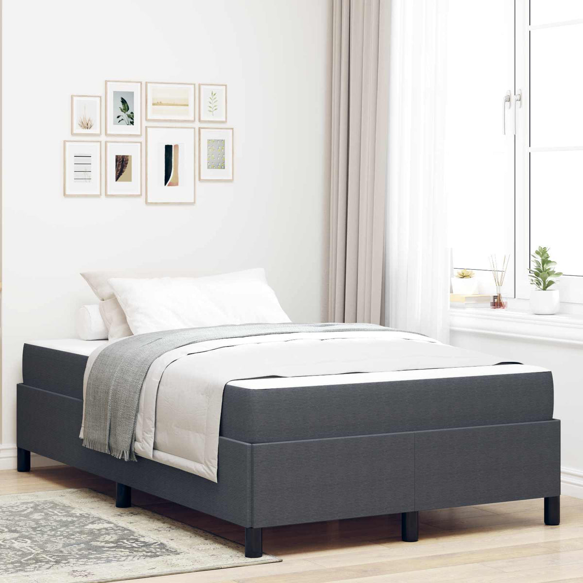 Bedframe met matras Donkergrijs 120 x 190 cm Stof is nu te koop bij PeponiXL, paradijselijk wonen!