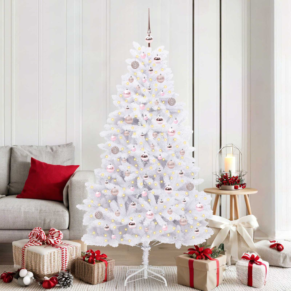 Kunstmatige Inklapbare Kerstboom Wit 180 cm PVC en staal is nu te koop bij PeponiXL, paradijselijk wonen!