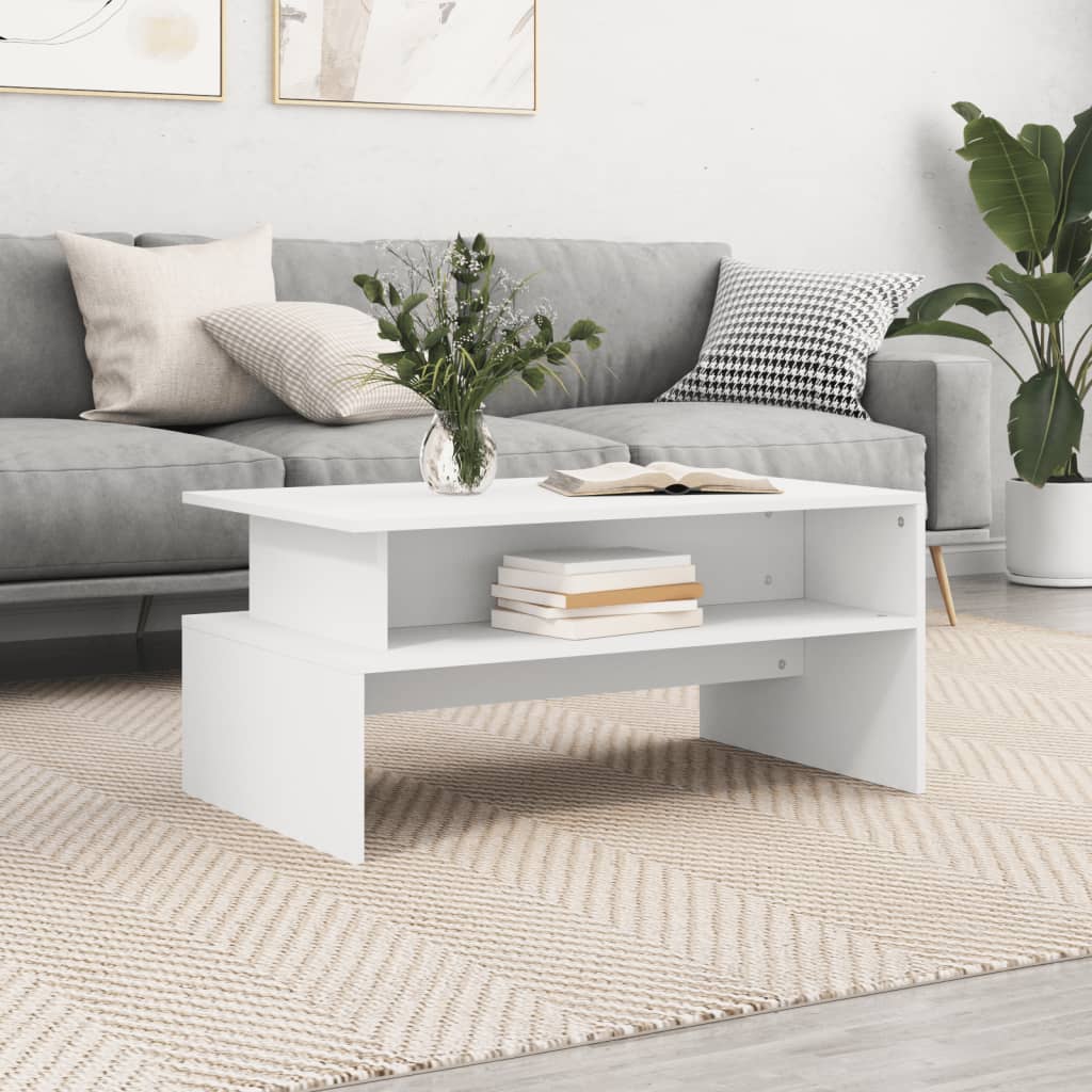 Salontafel 90x55x42,5 cm bewerkt hout wit is nu te koop bij PeponiXL, paradijselijk wonen!