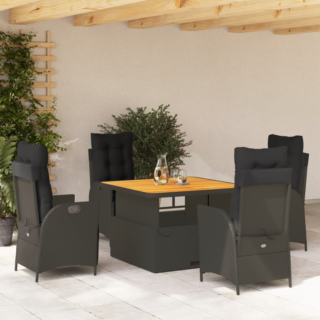 5-delige Tuinset met kussens poly rattan zwart is nu te koop bij PeponiXL, paradijselijk wonen!